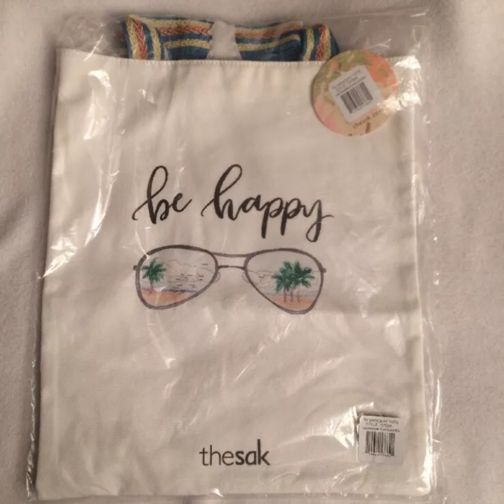 The Sak "Be Happy" Canvas Grocery Tote